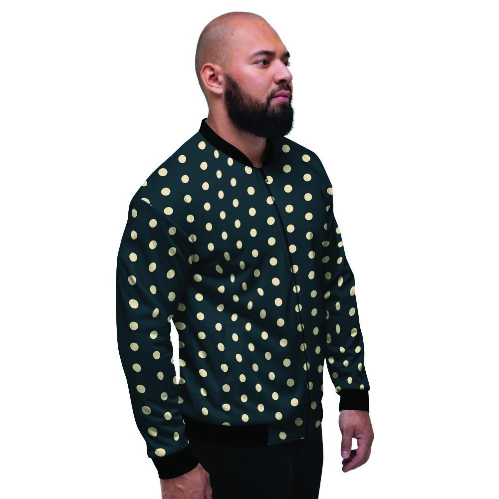 Vintage Black Tiny Polka Dot Men's Bomber Jacket-grizzshop