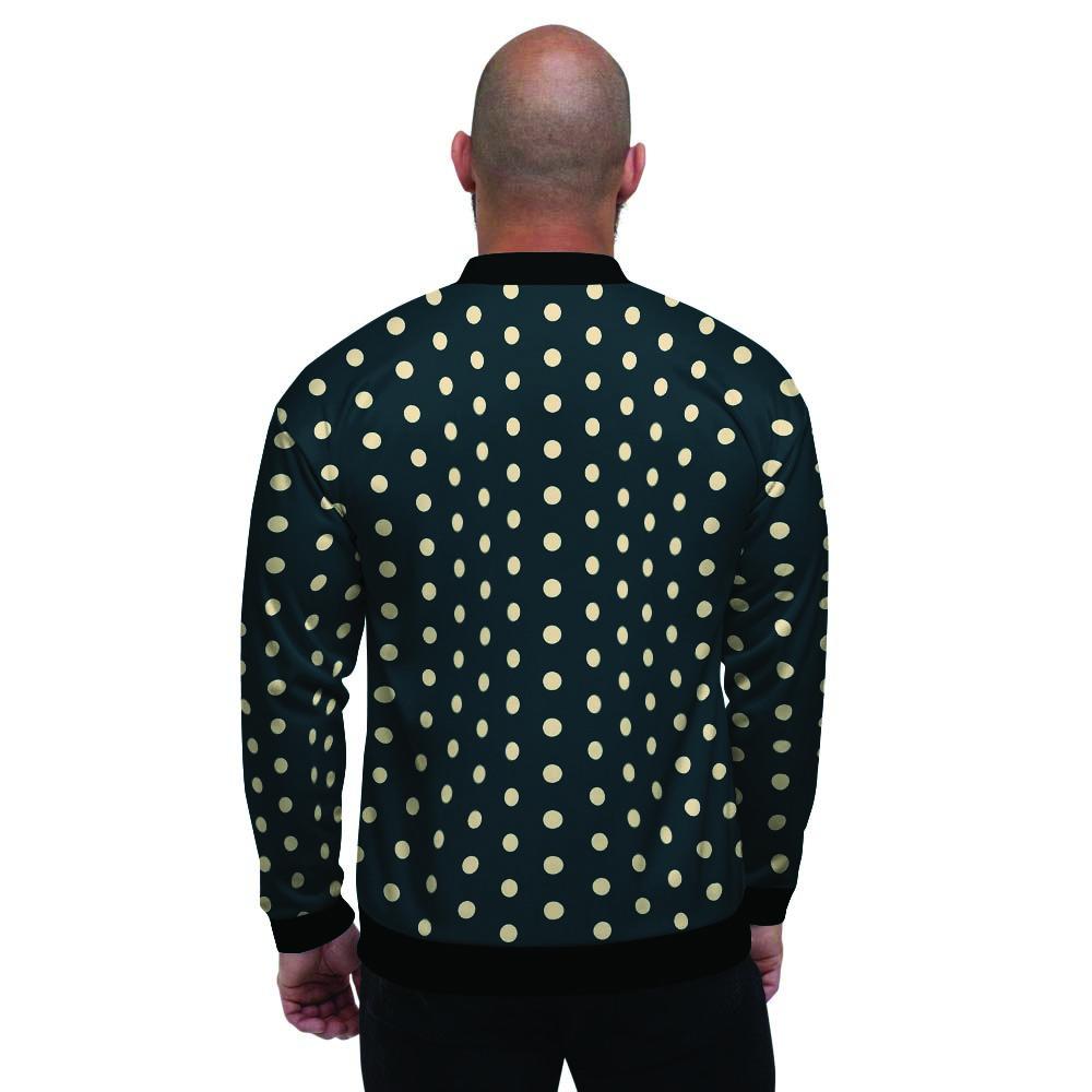 Vintage Black Tiny Polka Dot Men's Bomber Jacket-grizzshop