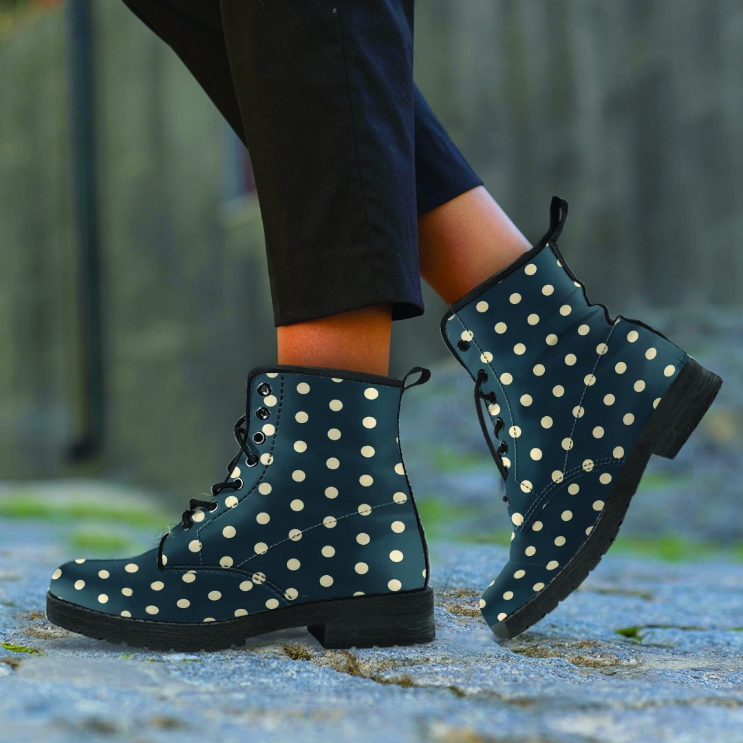 Vintage Black Tiny Polka Dot Men's Boots-grizzshop
