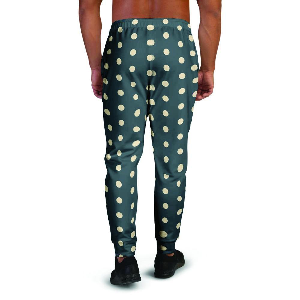 Vintage Black Tiny Polka Dot Men's Joggers-grizzshop
