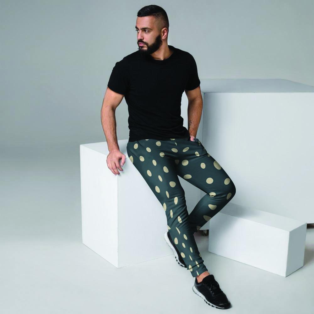 Vintage Black Tiny Polka Dot Men's Joggers-grizzshop