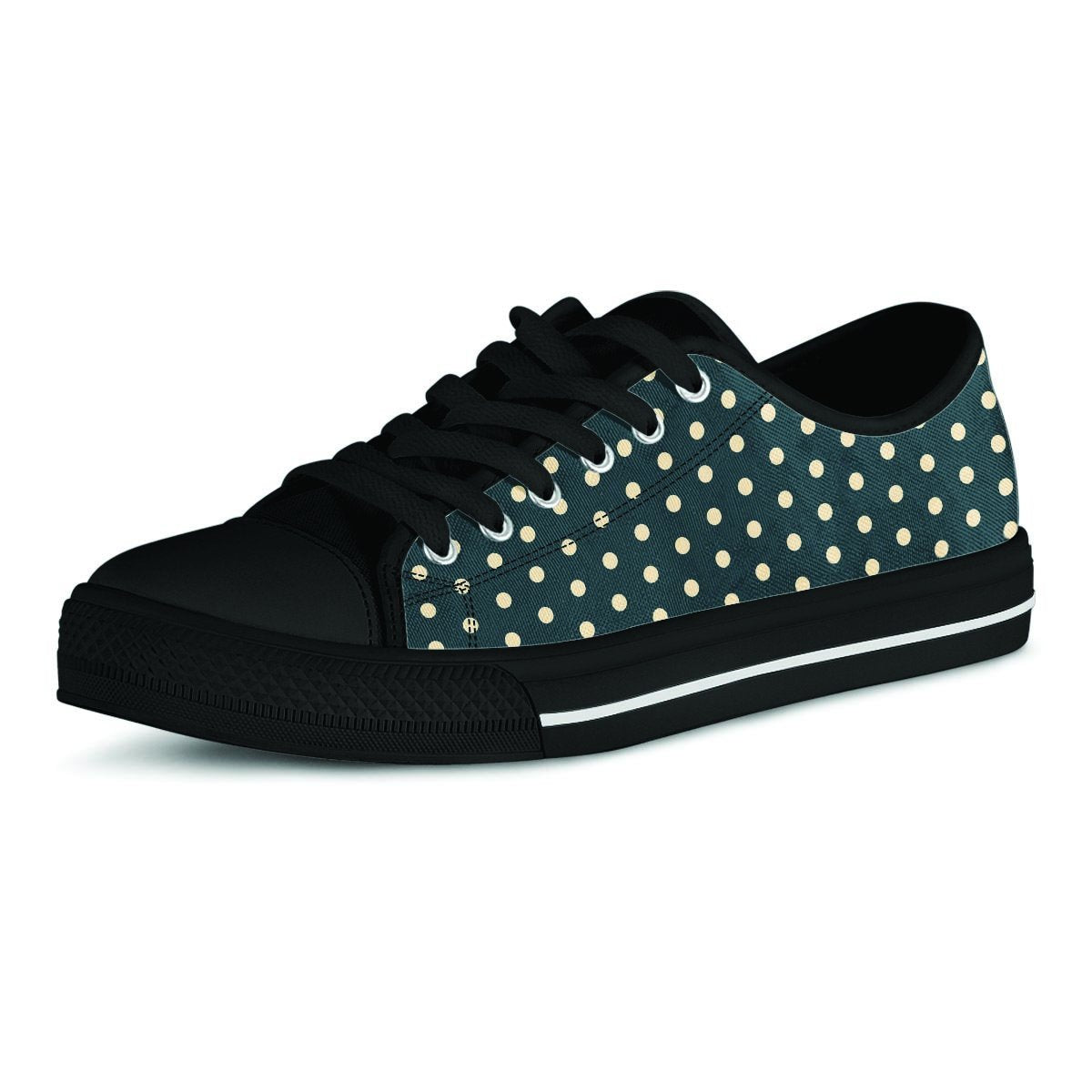 Vintage Black Tiny Polka Dot Men's Low Top Shoes-grizzshop