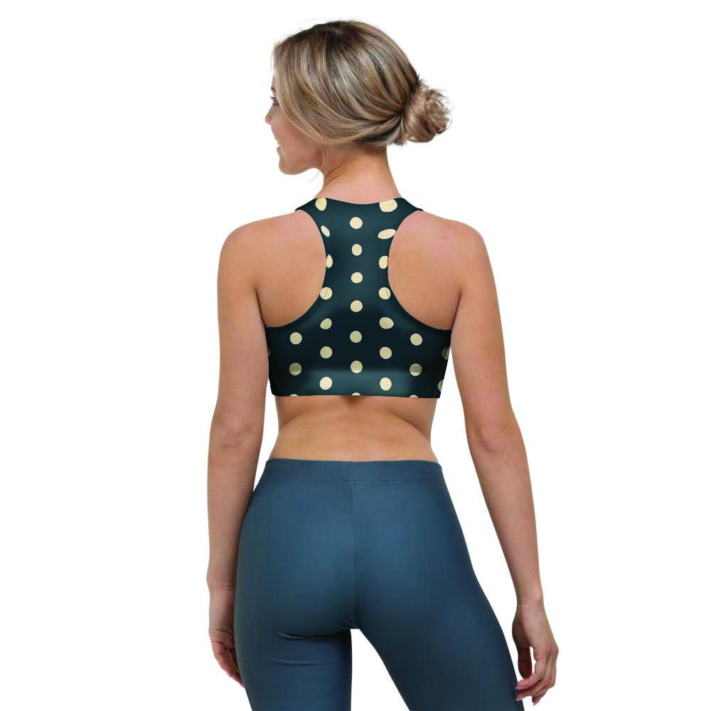 Vintage Black Tiny Polka Dot Sports Bra-grizzshop