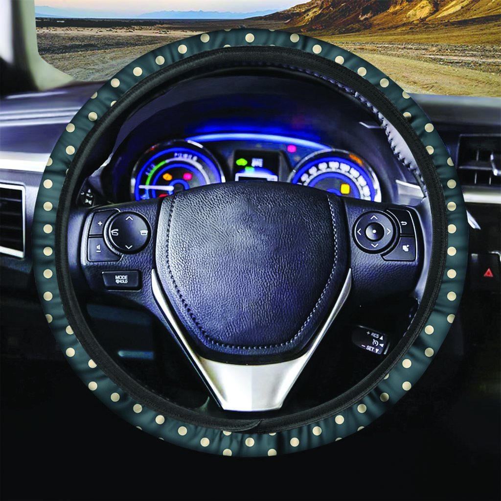 Vintage Black Tiny Polka Dot Steering Wheel Cover-grizzshop