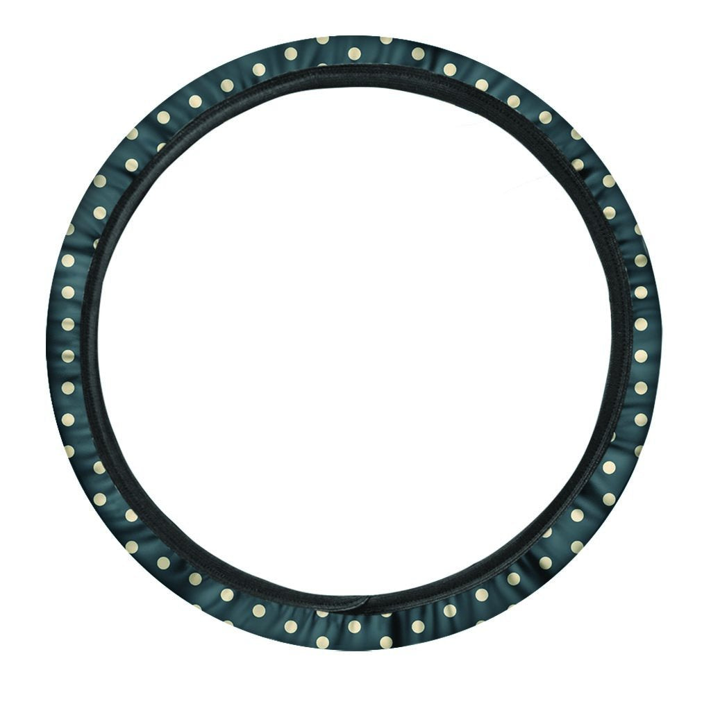 Vintage Black Tiny Polka Dot Steering Wheel Cover-grizzshop