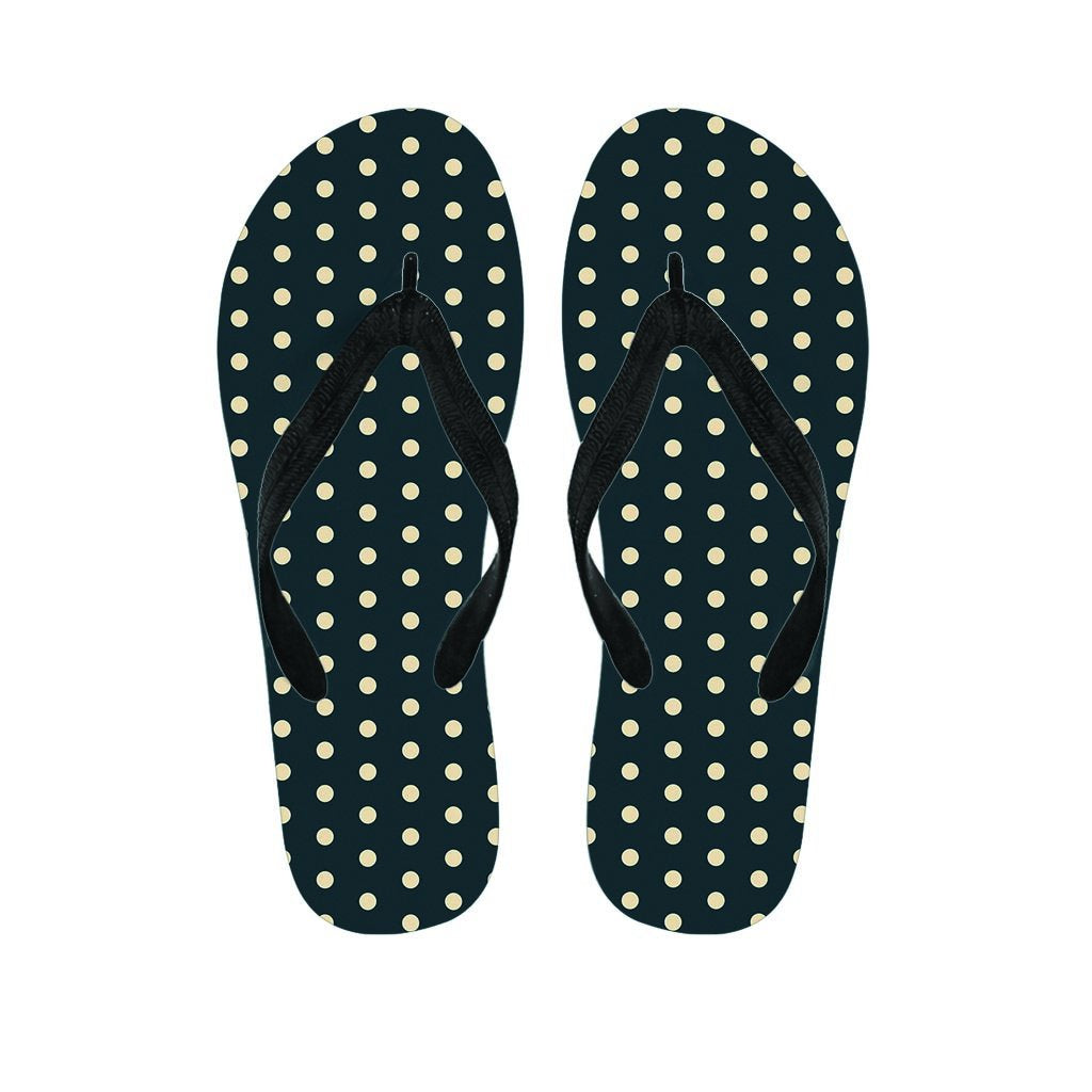 Vintage Black Tiny Polka Dot Women's Flip Flops-grizzshop