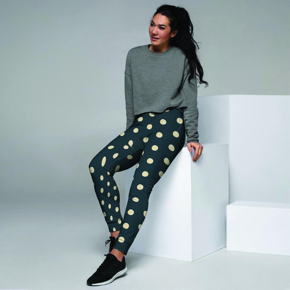 Vintage Black Tiny Polka Dot Women's Joggers-grizzshop