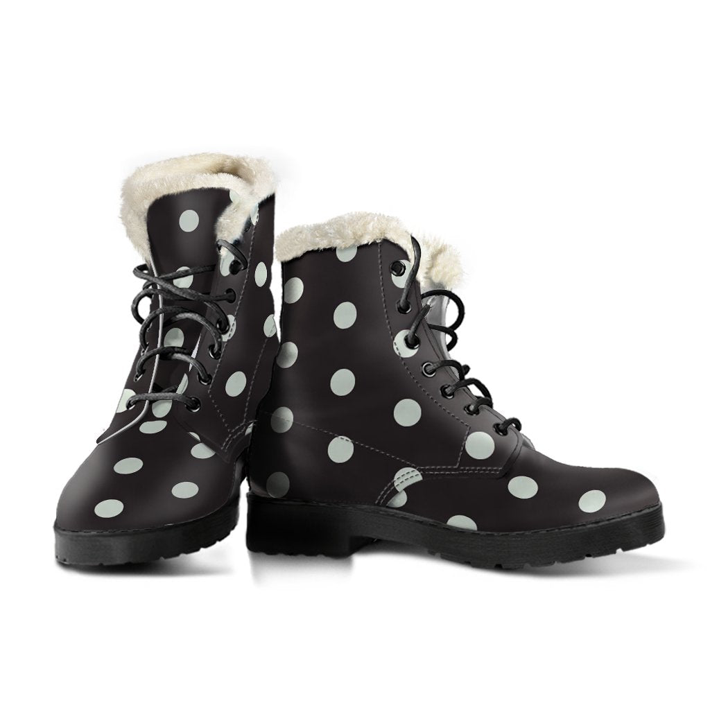 Vintage Black White Polka dot Pattern Print Comfy Winter Boots-grizzshop