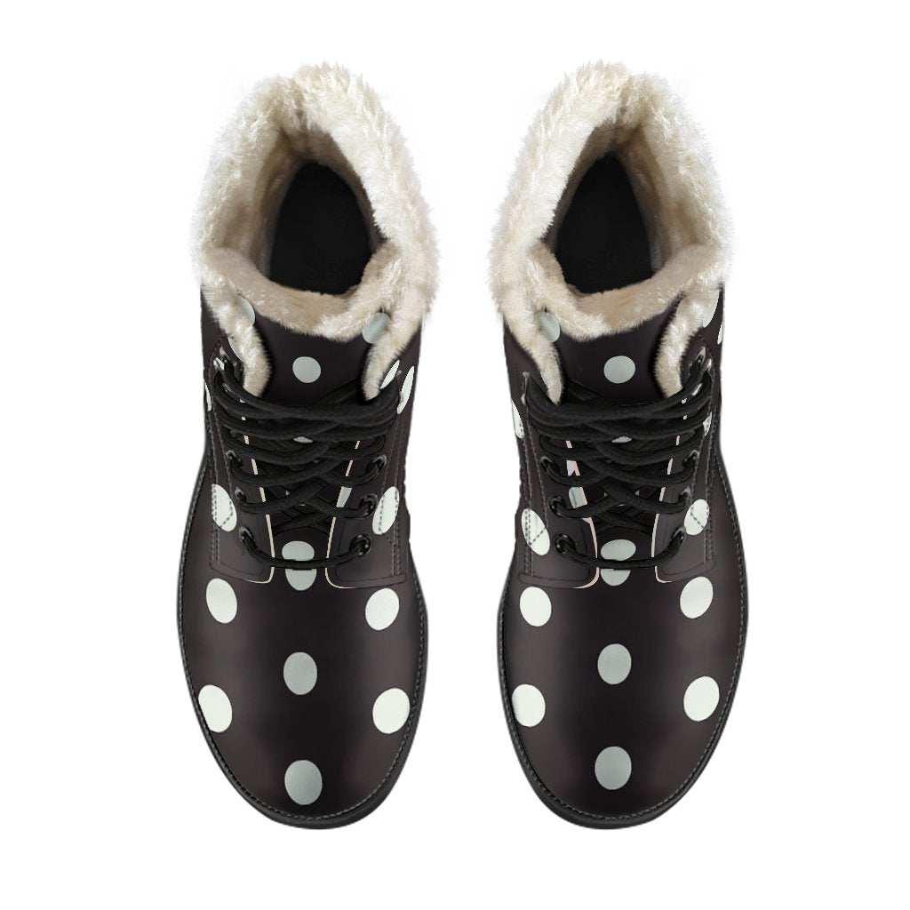Vintage Black White Polka dot Pattern Print Comfy Winter Boots-grizzshop
