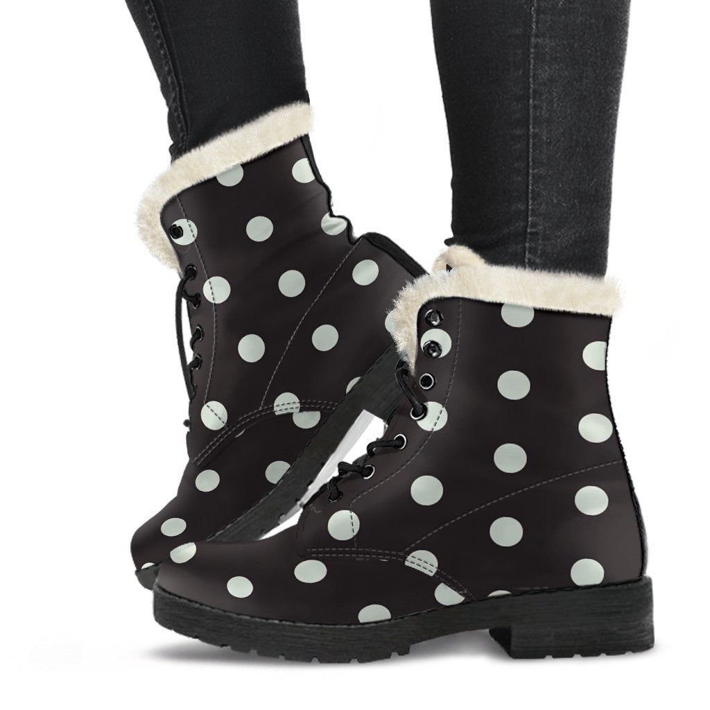 Vintage Black White Polka dot Pattern Print Comfy Winter Boots-grizzshop
