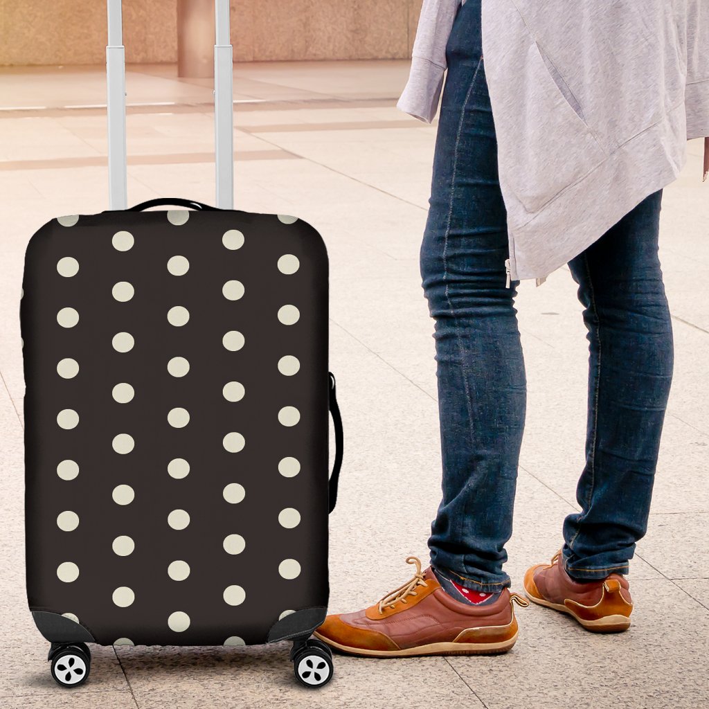 Vintage Black White Polka dot Pattern Print Luggage Cover Protector-grizzshop
