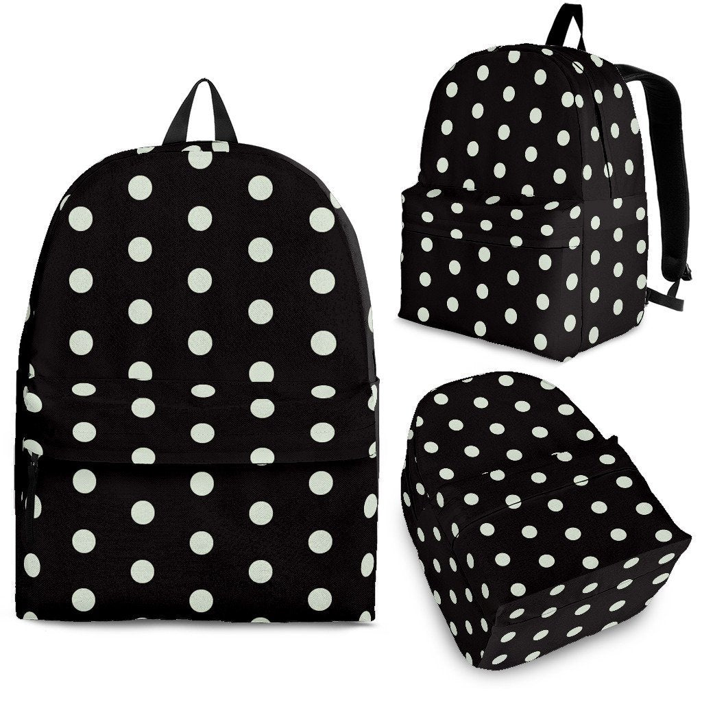 Vintage Black White Polka dot Pattern Print Premium Backpack-grizzshop