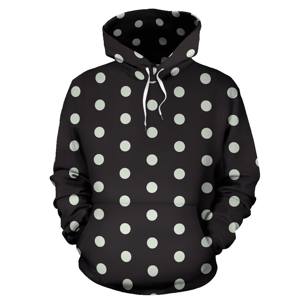 Vintage Black White Polka dot Pattern Print Women Men Pullover Hoodie-grizzshop