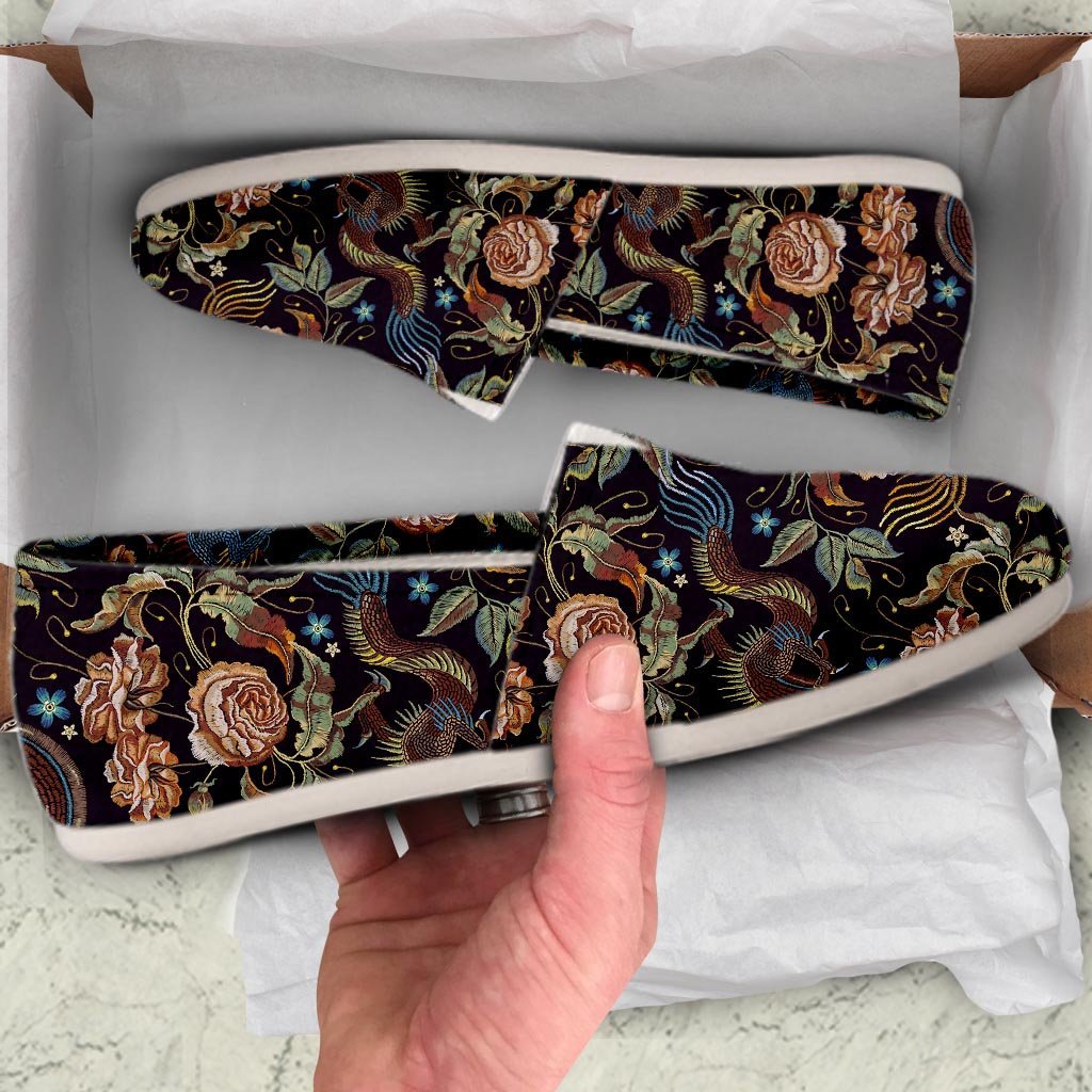 Vintage Chinese Dragon Floral Print Canvas Shoes-grizzshop