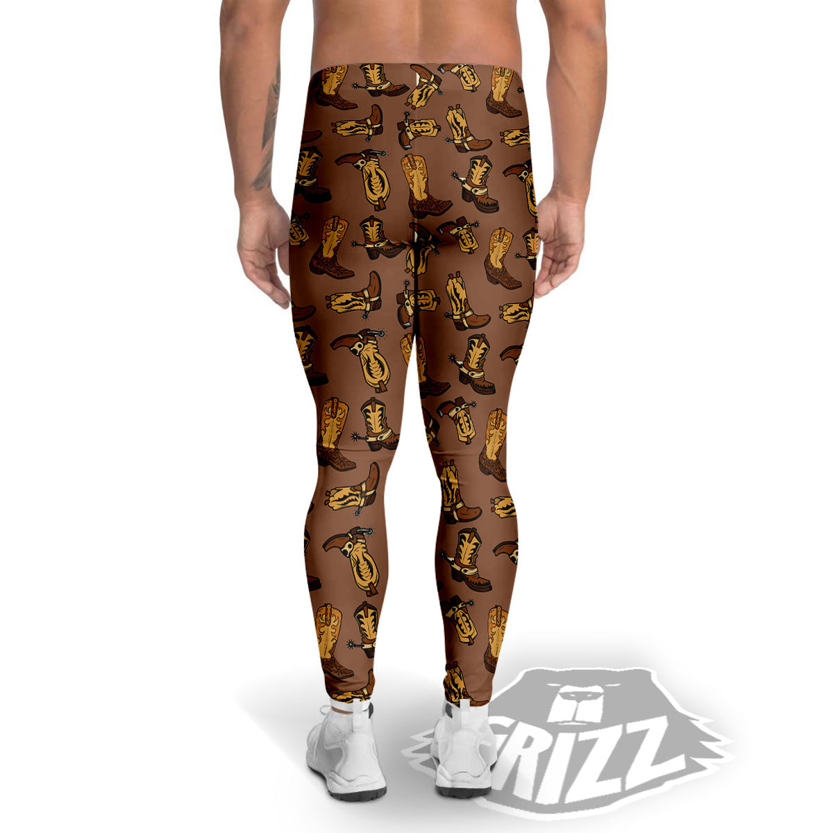 Vintage Cowboy Boots Print Pattern Men's Leggings-grizzshop