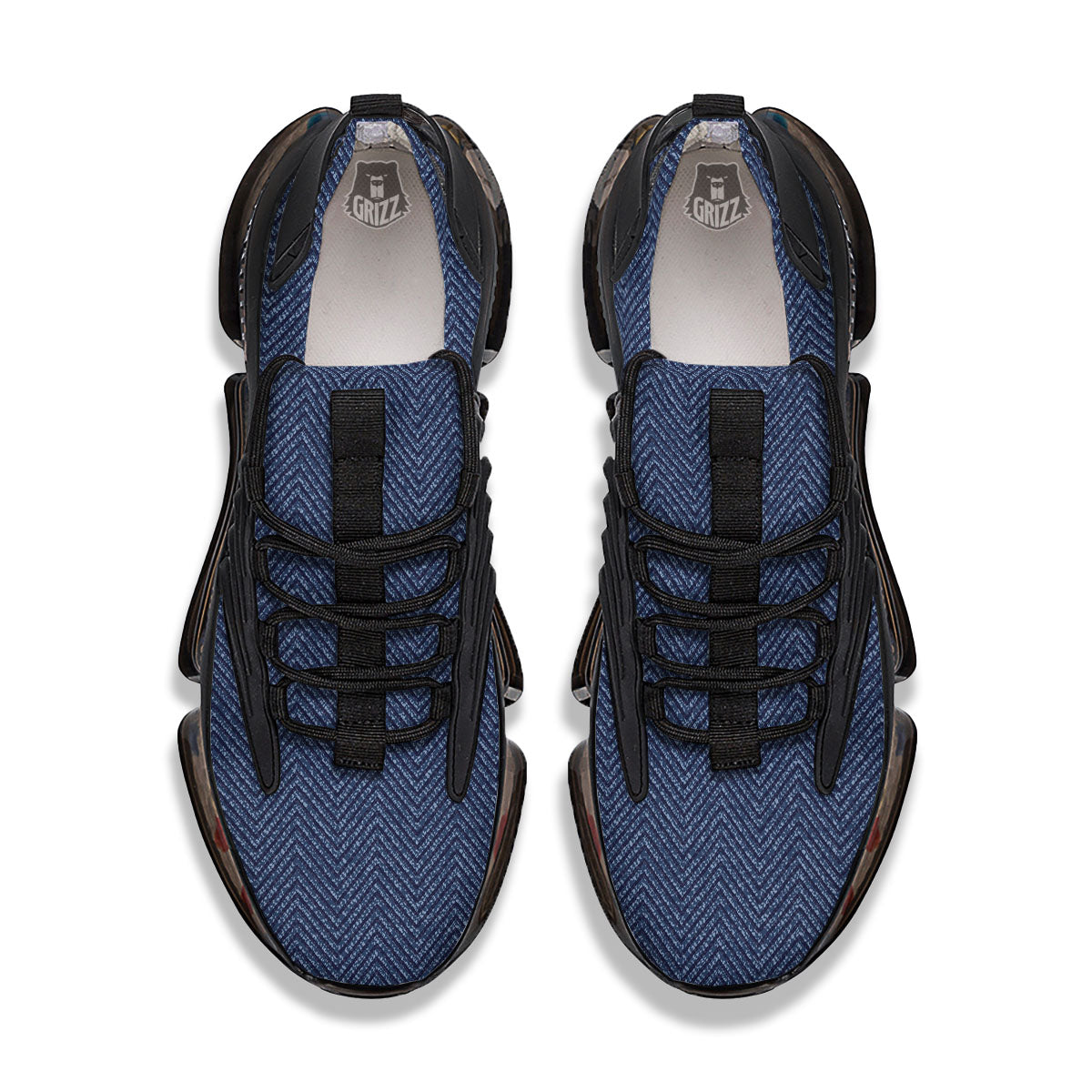 Vintage Denim Blue Jeans Print Pattern Black Gym Shoes-grizzshop