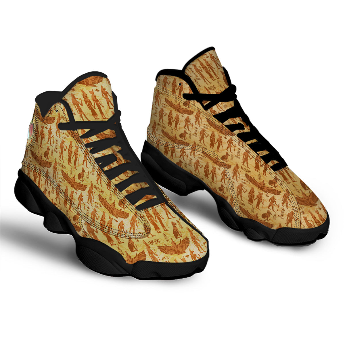 Vintage Egypt Papyrus Ancient Print Pattern Black Basketball Shoes-grizzshop