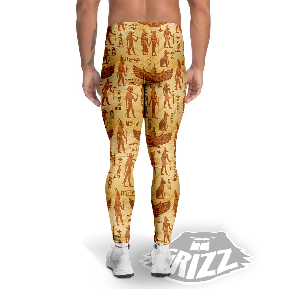 Vintage Egypt Papyrus Ancient Print Pattern Men's Leggings-grizzshop