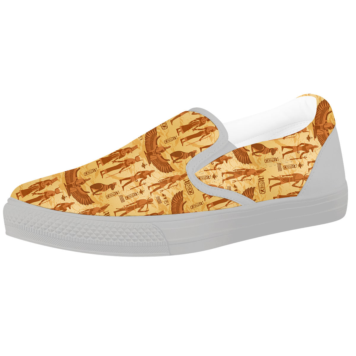 Vintage Egypt Papyrus Ancient Print Pattern White Slip On Shoes-grizzshop