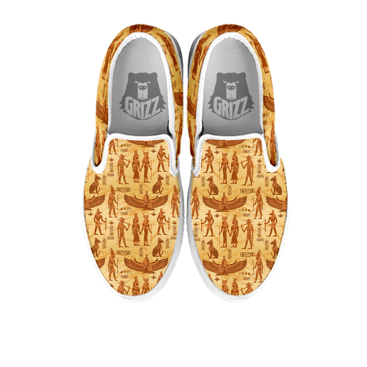 Vintage Egypt Papyrus Ancient Print Pattern White Slip On Shoes-grizzshop