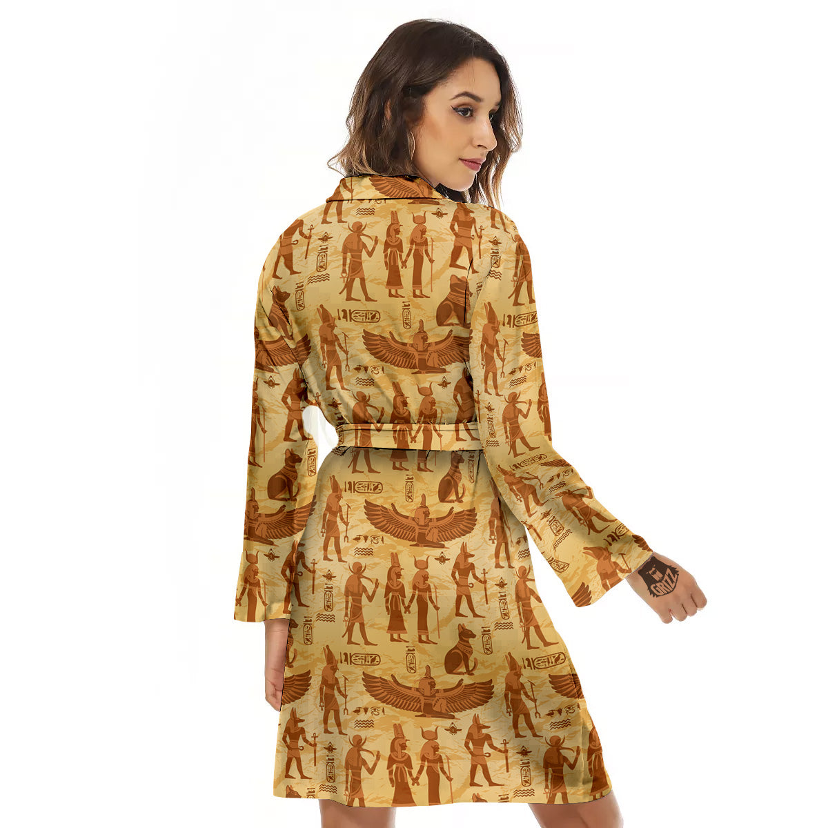 Vintage Egypt Papyrus Ancient Print Pattern Women's Robe-grizzshop