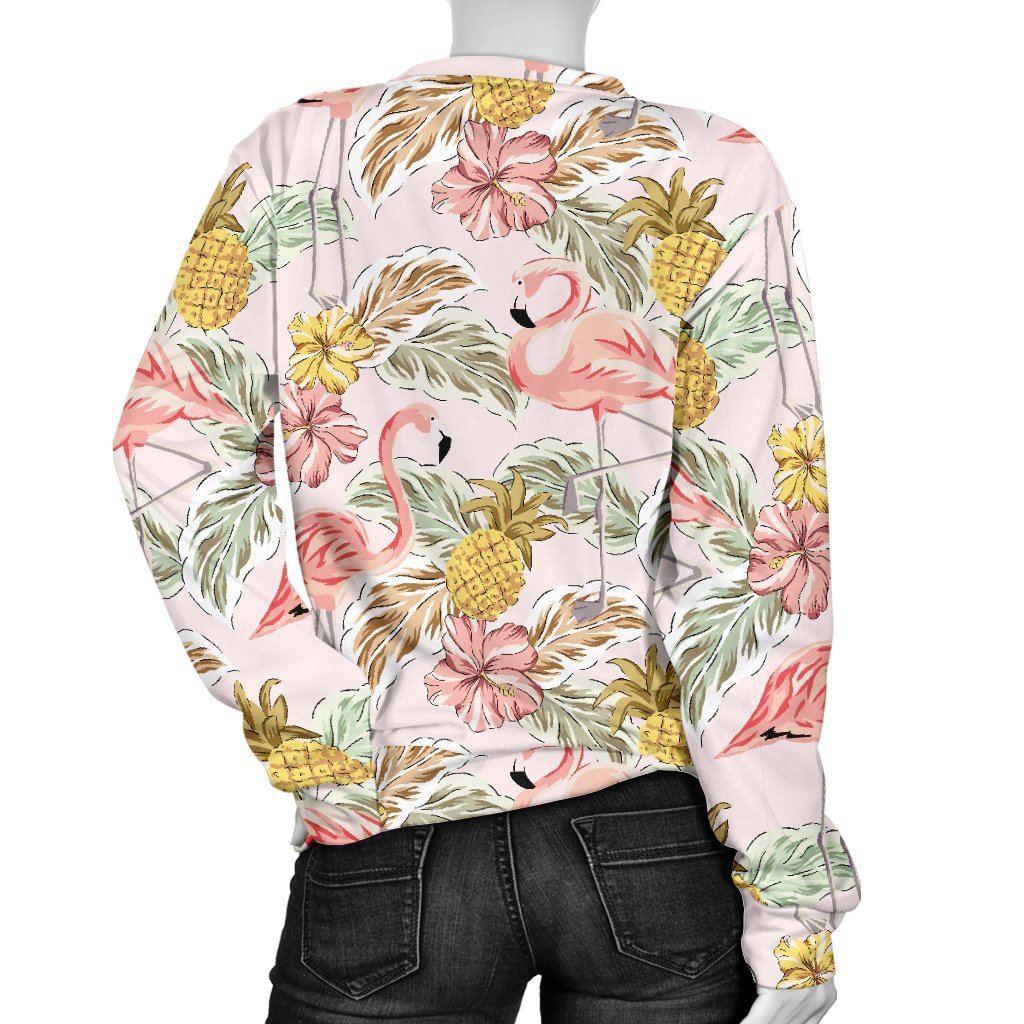 Vintage Flamingo Pink Pineapple Print Sweatshirt-grizzshop