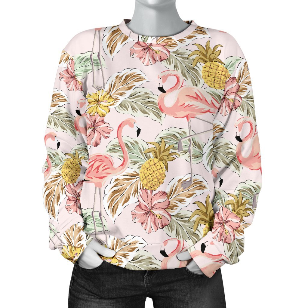 Vintage Flamingo Pink Pineapple Print Sweatshirt-grizzshop