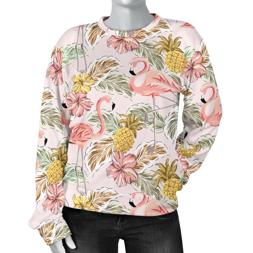 Vintage Flamingo Pink Pineapple Print Sweatshirt-grizzshop