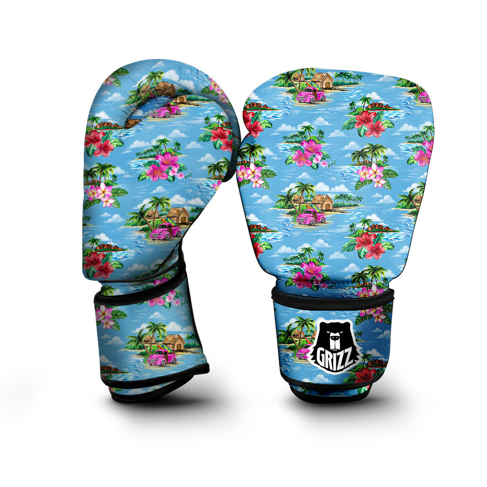 Vintage Hawaiian And Blue Sky Print Pattern Boxing Gloves-grizzshop