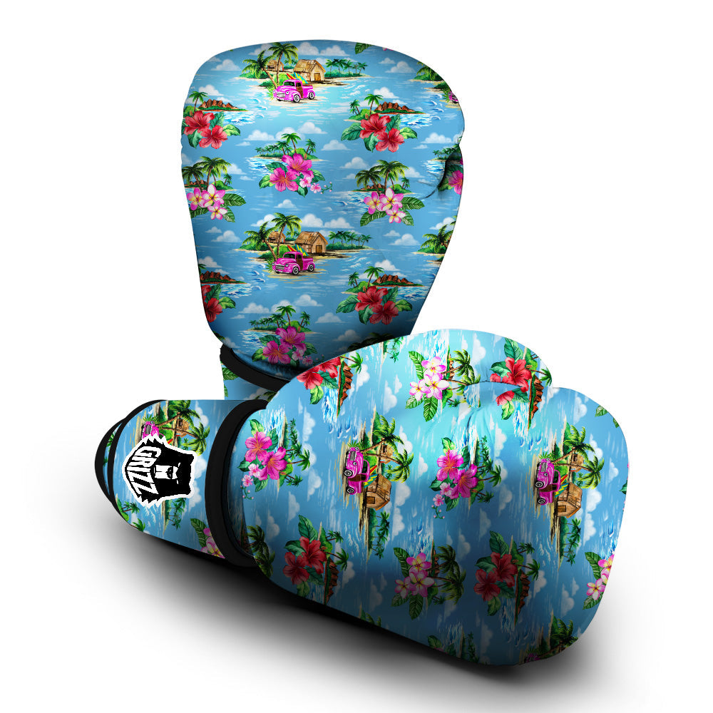 Vintage Hawaiian And Blue Sky Print Pattern Boxing Gloves-grizzshop