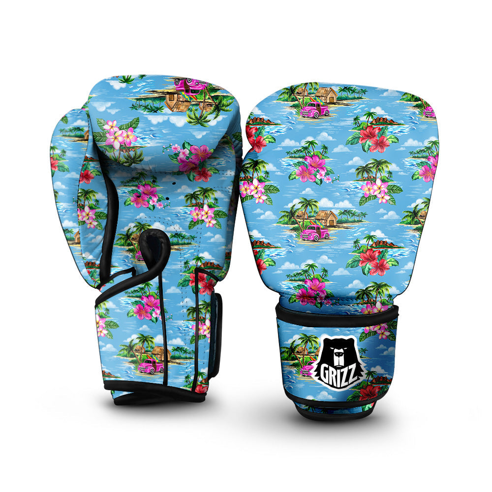 Vintage Hawaiian And Blue Sky Print Pattern Boxing Gloves-grizzshop