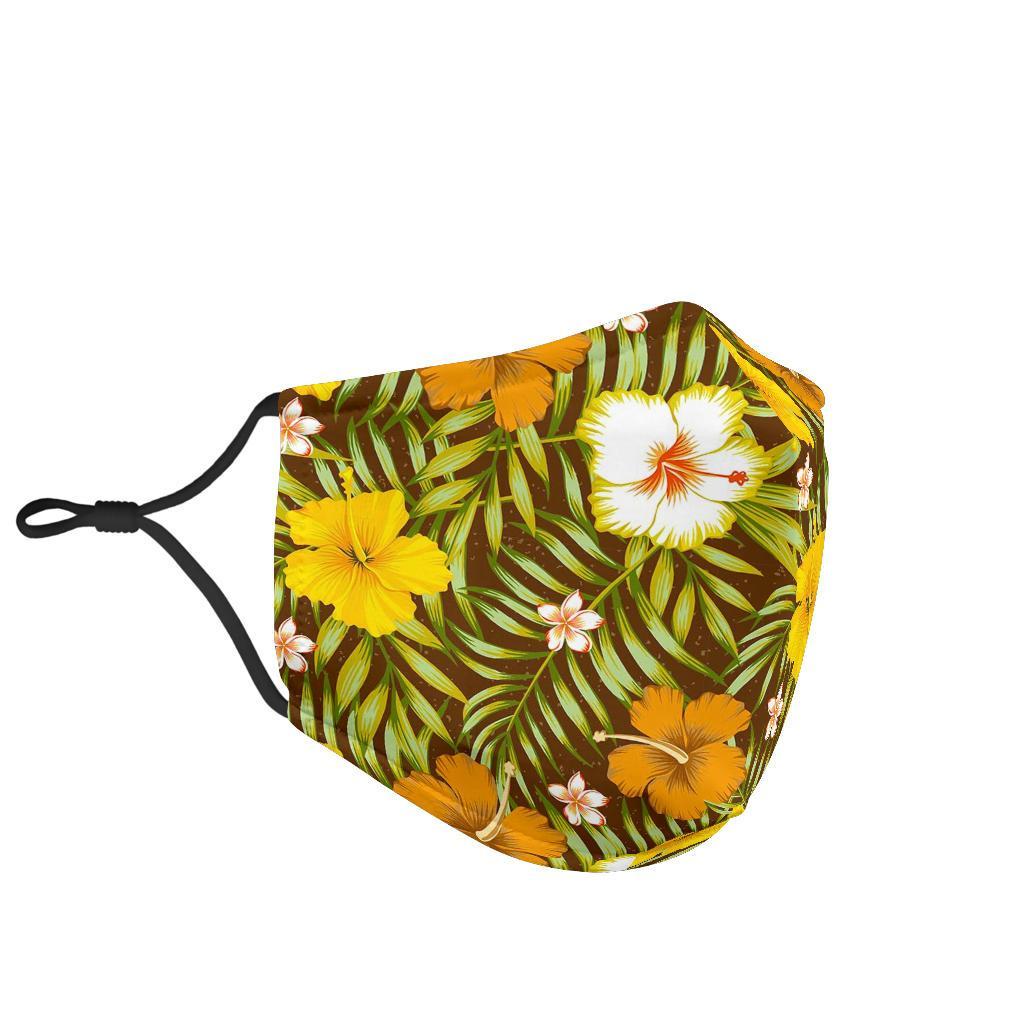 Vintage Hawaiian Floral Tropical Flower Hibiscus Palm Leaves Pattern Print Face Mask-grizzshop