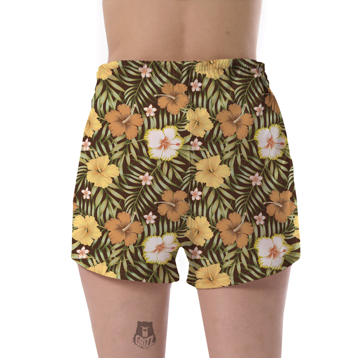Vintage Hawaiian Floral Tropical Flower Hibiscus Palm Leaves Pattern Print Women's Shorts-grizzshop