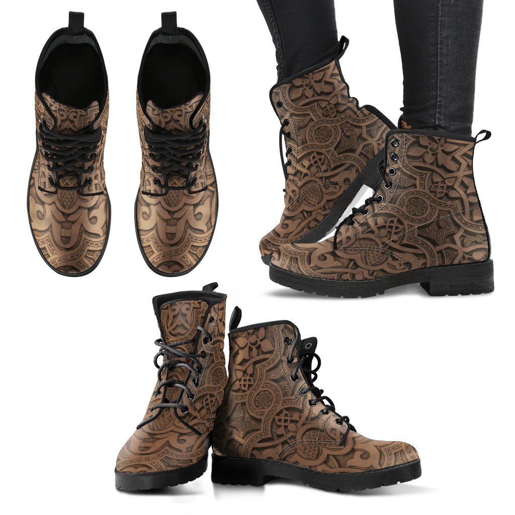Vintage Mandala Ceilings in Spicy Mix - Leather Boots for Women-grizzshop