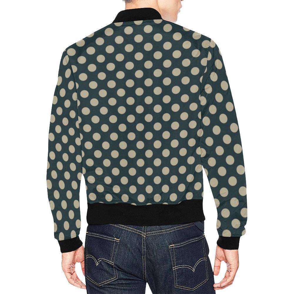 Vintage Navy Blue White Polka dot Pattern Print Men's Bomber Jacket-grizzshop