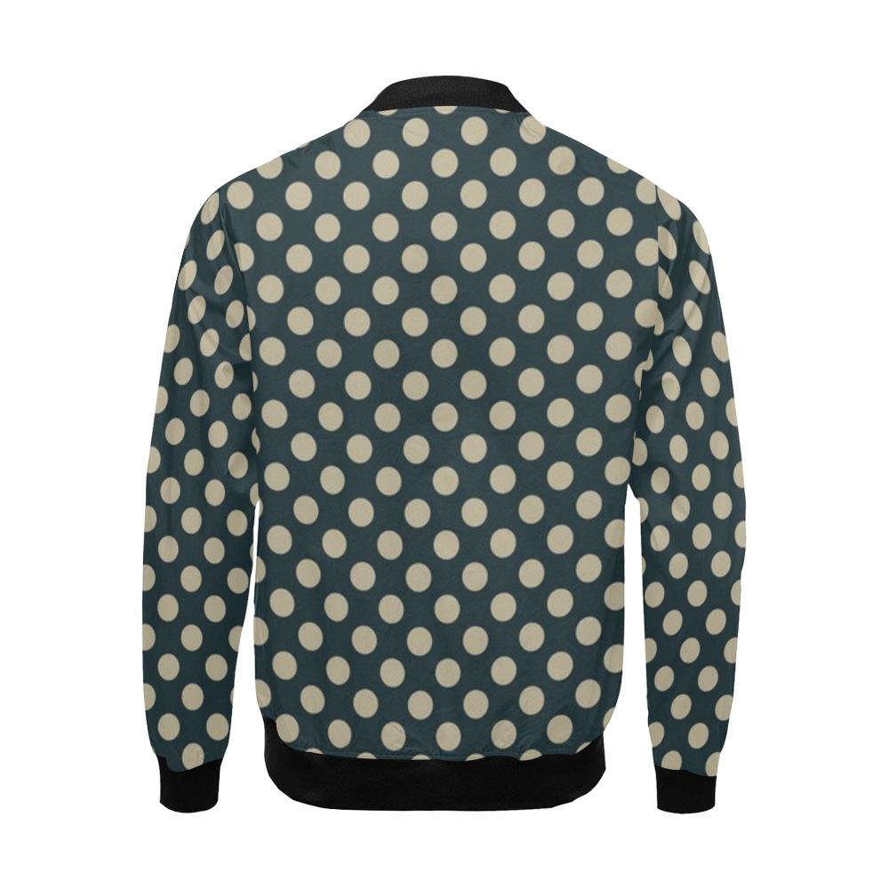 Vintage Navy Blue White Polka dot Pattern Print Men's Bomber Jacket-grizzshop