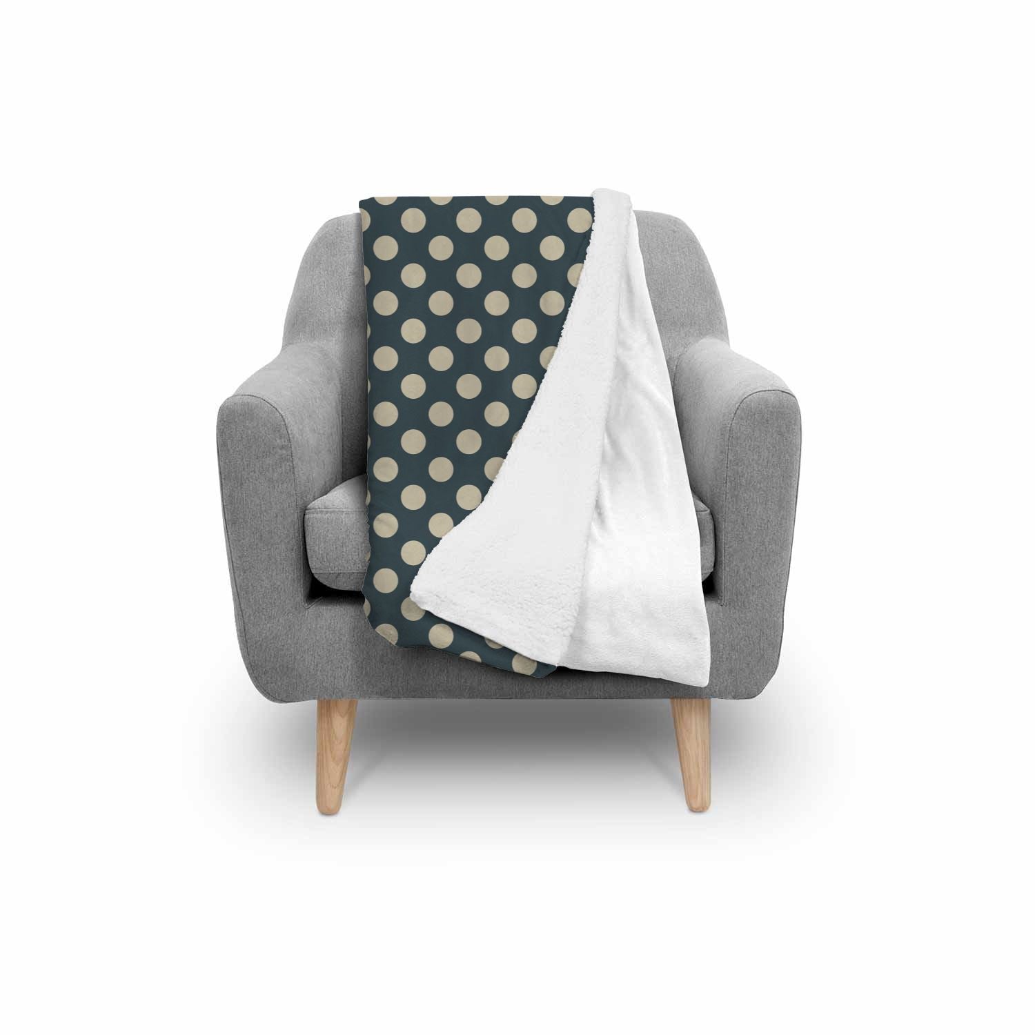 Vintage Navy Blue White Polka dot Pattern Print Throw Blanket-grizzshop