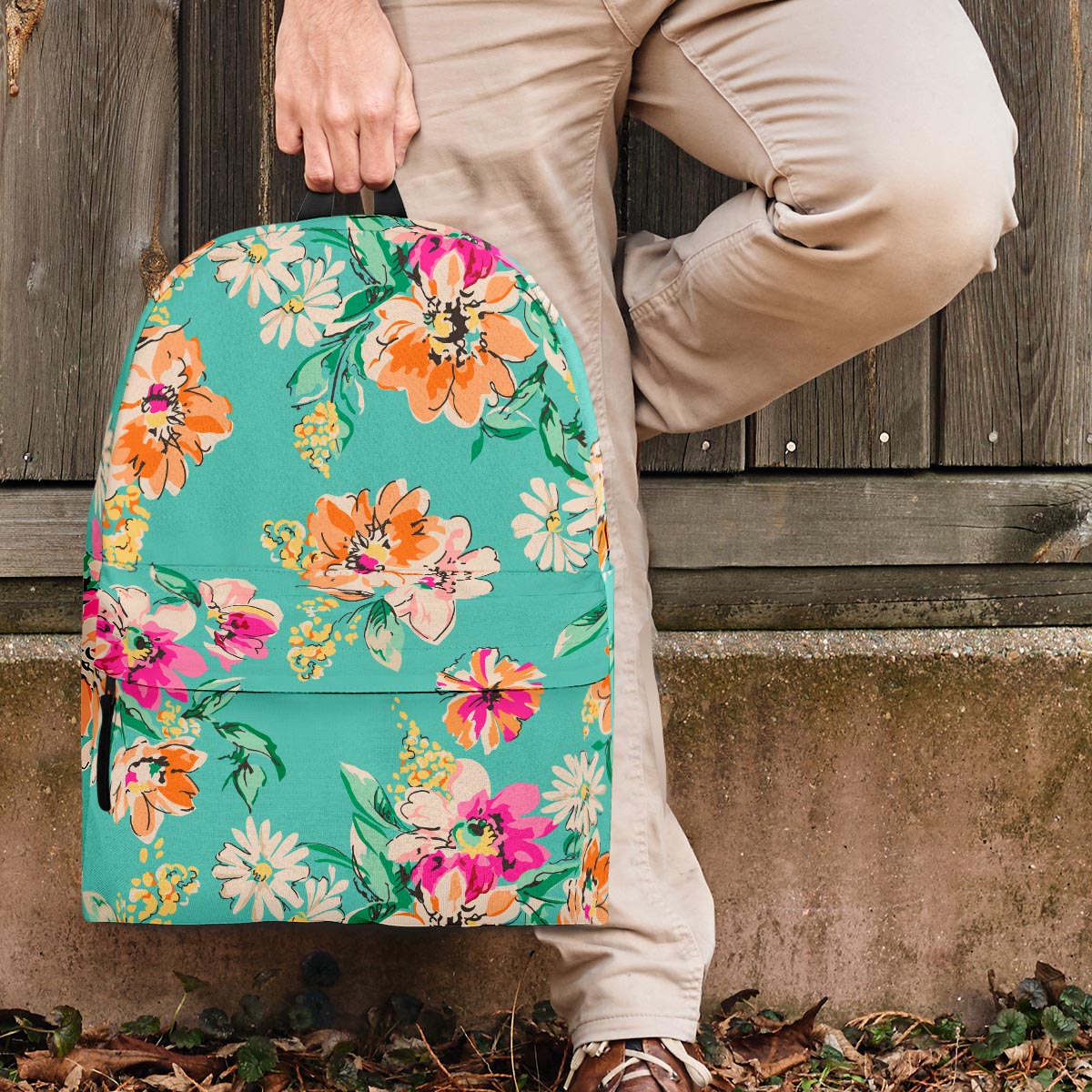 Vintage Pastel Floral Print Backpack-grizzshop