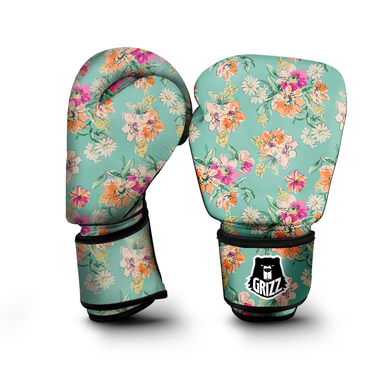 Vintage Pastel Floral Print Boxing Gloves-grizzshop