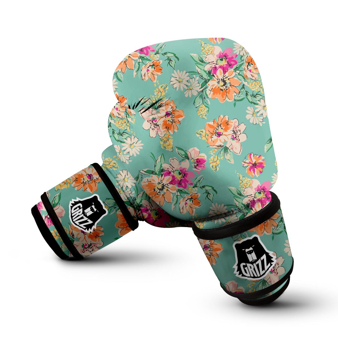 Vintage Pastel Floral Print Boxing Gloves-grizzshop