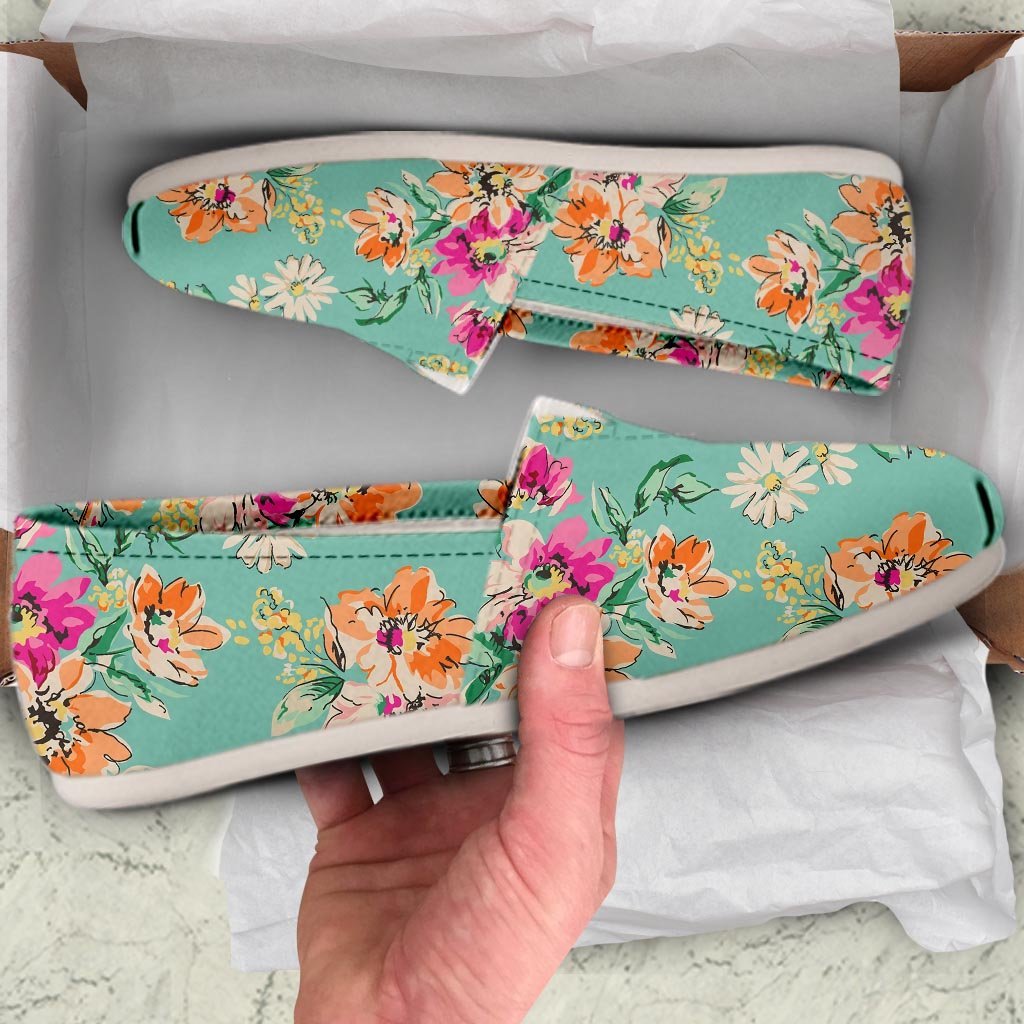 Vintage Pastel Floral Print Canvas Shoes-grizzshop