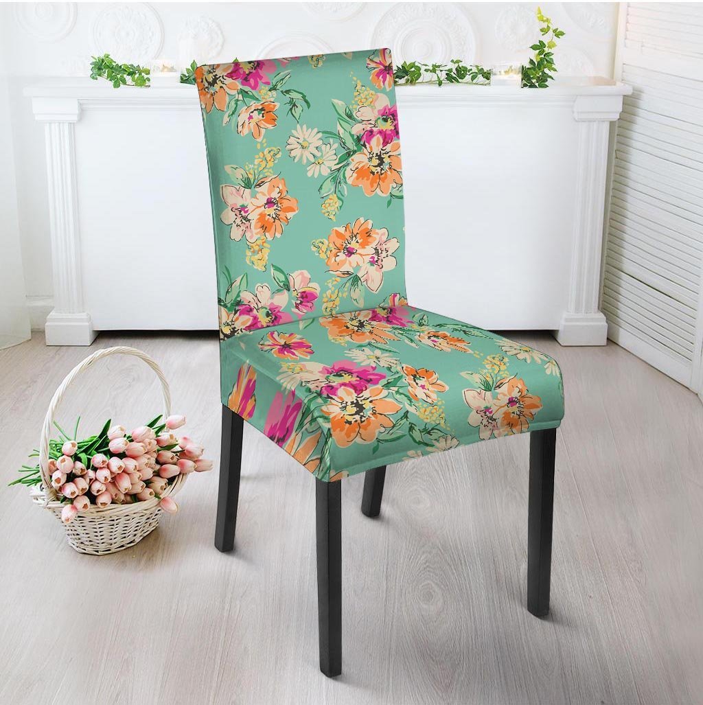 Vintage Pastel Floral Print Chair Cover-grizzshop