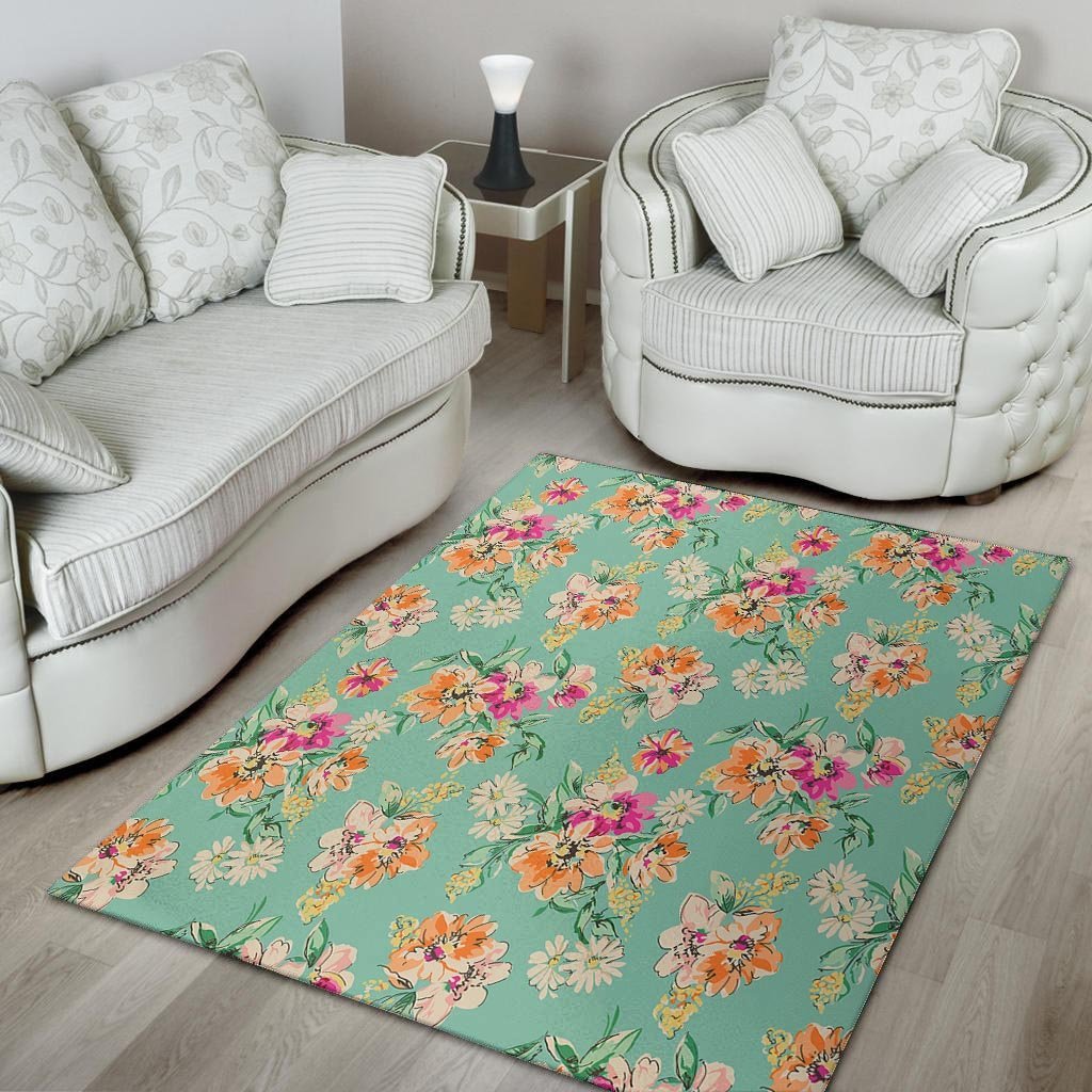 Vintage Pastel Floral Print Floor Mat-grizzshop