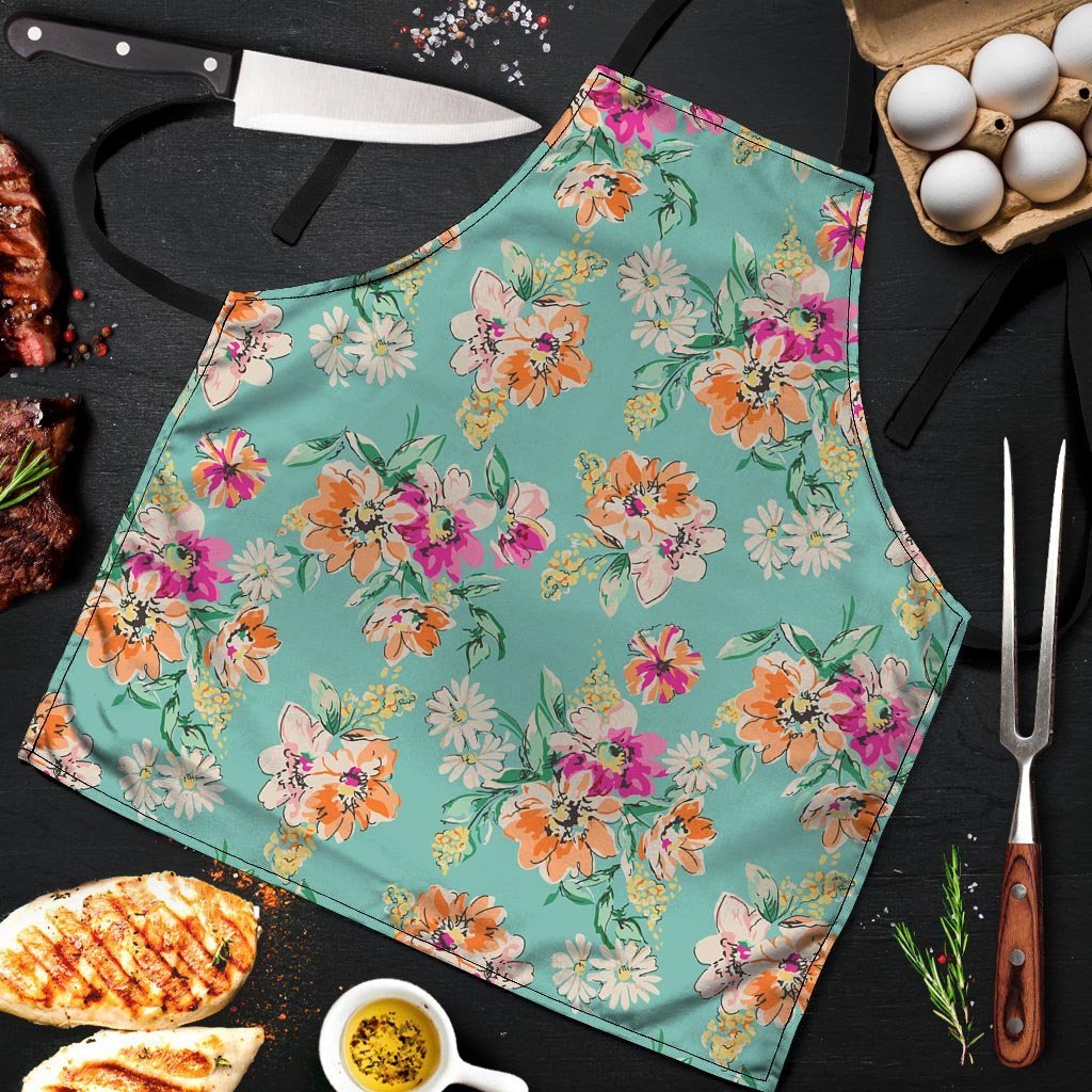 Vintage Pastel Floral Print Men's Apron-grizzshop