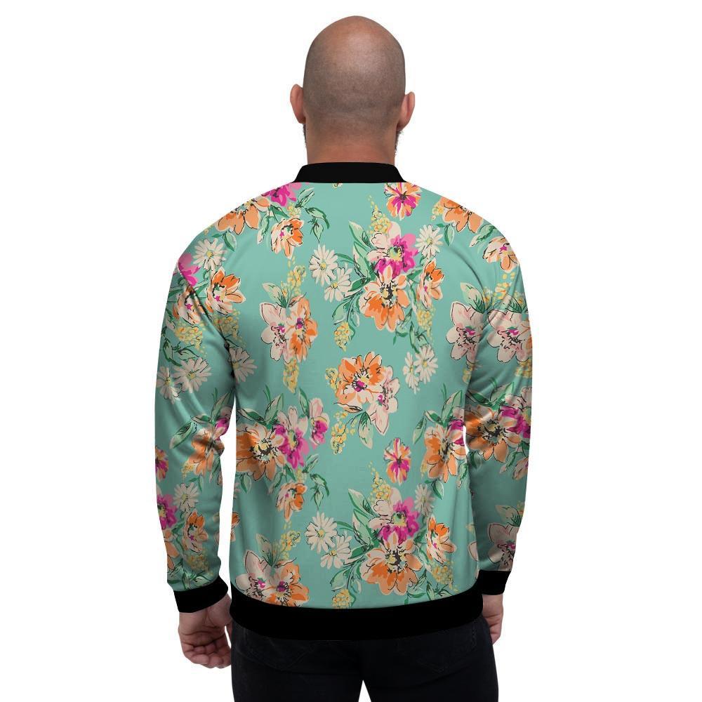 Vintage Pastel Floral Print Men's Bomber Jacket-grizzshop