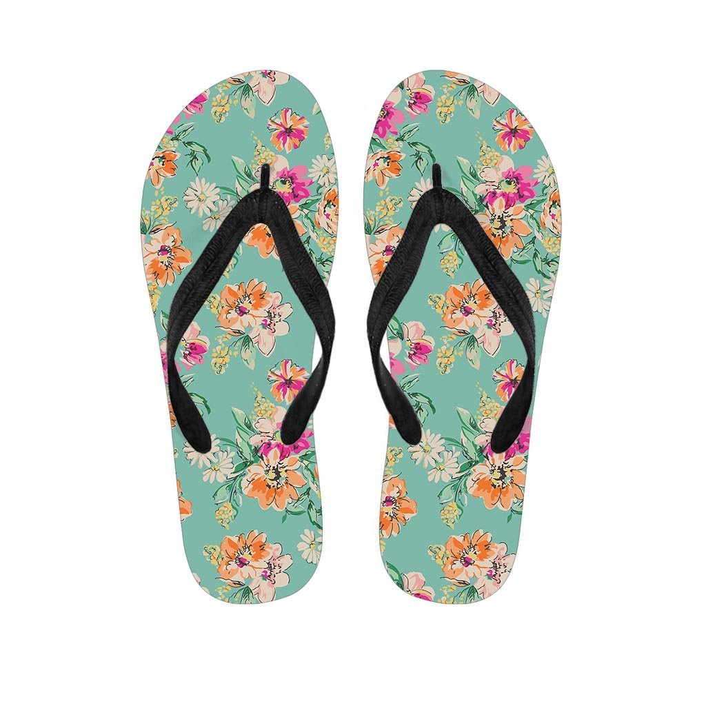 Vintage Pastel Floral Print Men's Flip Flops-grizzshop