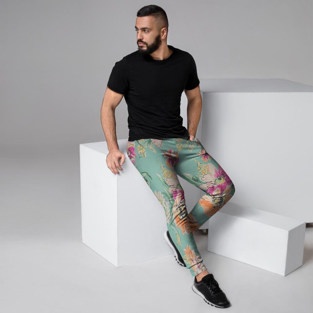 Vintage Pastel Floral Print Men's Joggers-grizzshop