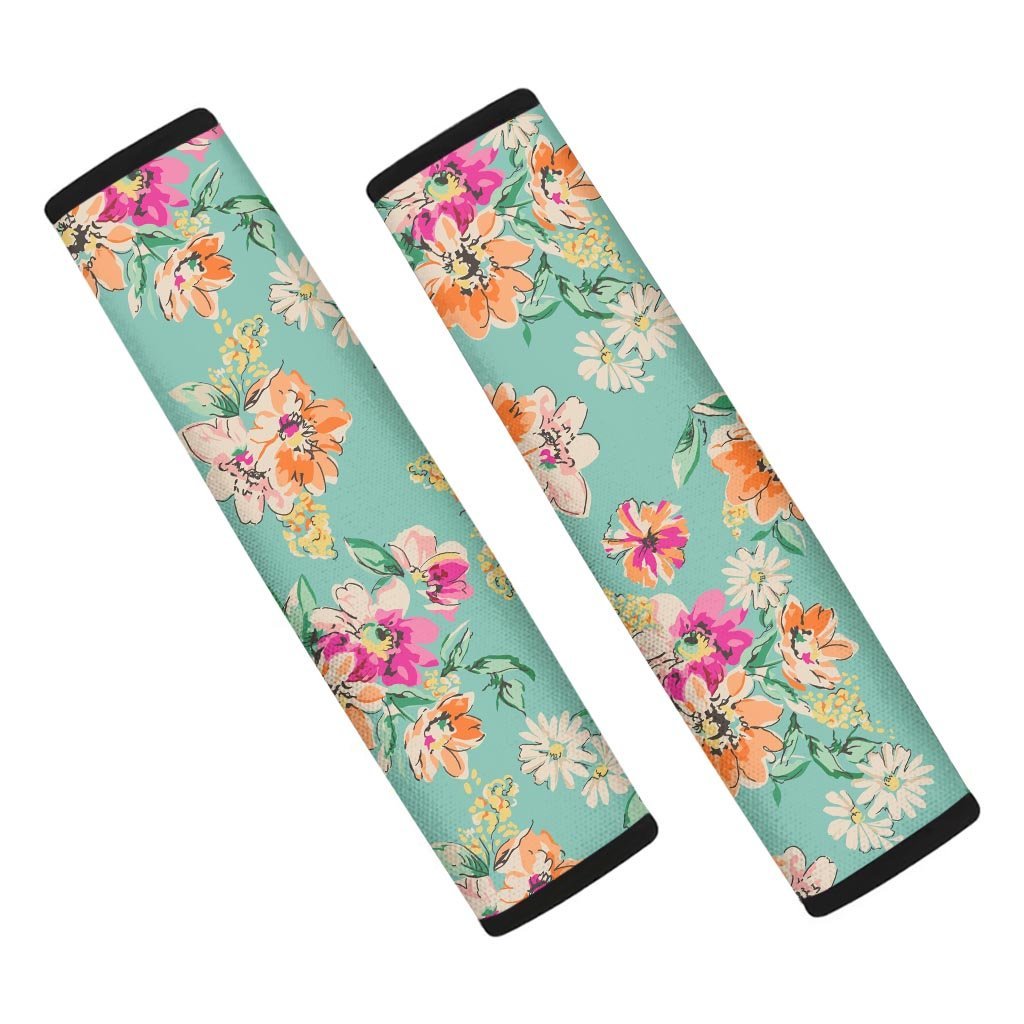 Vintage Pastel Floral Print Seat Belt Cover-grizzshop