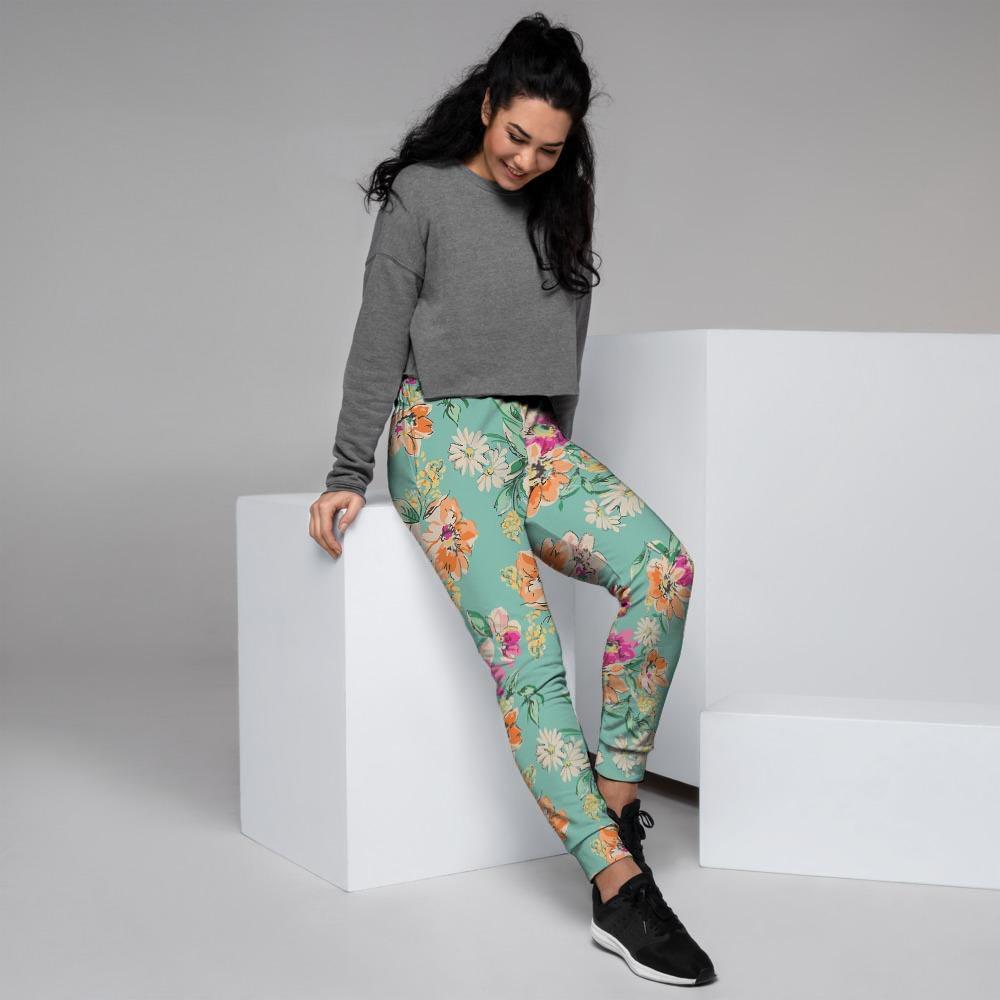 Vintage Pastel Floral Print Women's Joggers-grizzshop