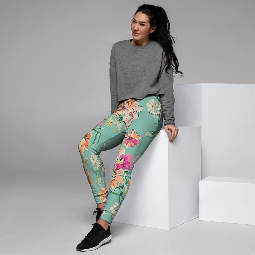Vintage Pastel Floral Print Women's Joggers-grizzshop
